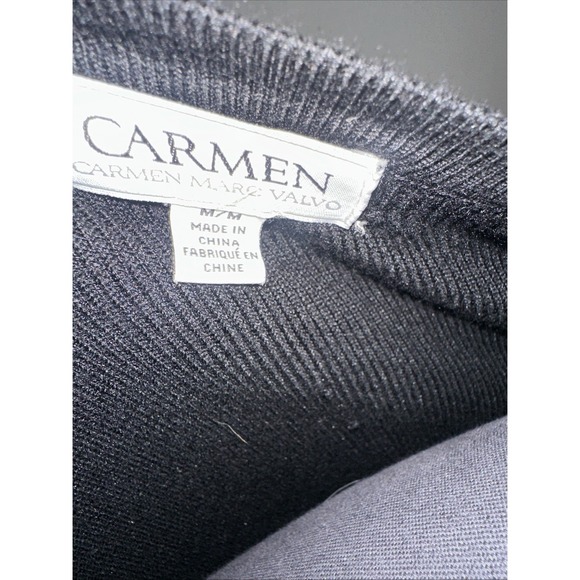 Carmen Marc‎ Valvo Size M Black Square Neck Chiffon Long Sleeve - Picture 8 of 12